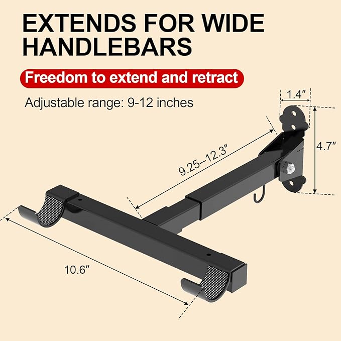 Bike Wall Mount, Horizontal Bicycle Indoor Storage Rack Foldable and Extendable - Image 4