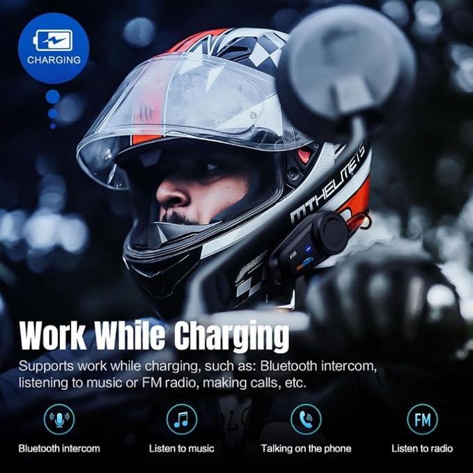 Fodsports FX6 Motorcycle Bluetooth Headset 2 Pack, 6 Riders Group Motorcycle - Image 4
