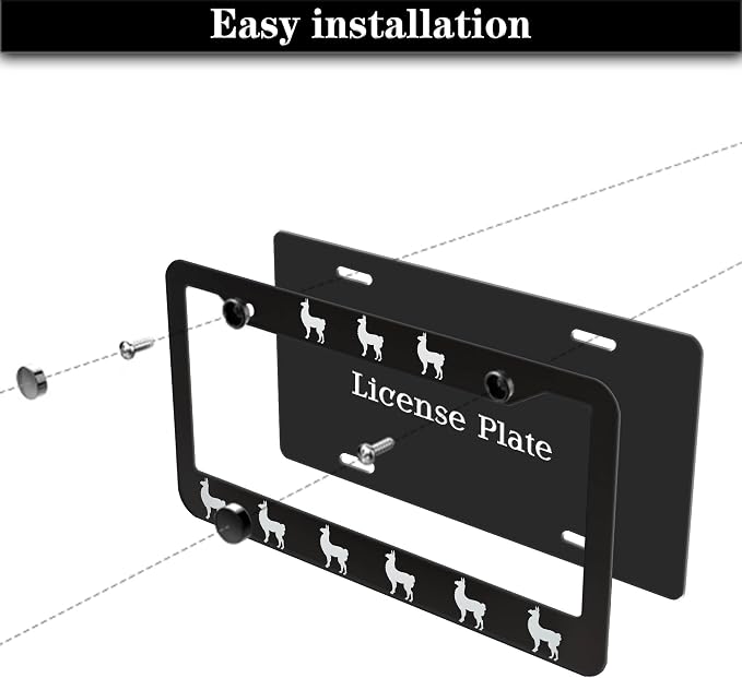 License Plate Frames Black and White Automotive Exterior Accessories Llama - Image 7