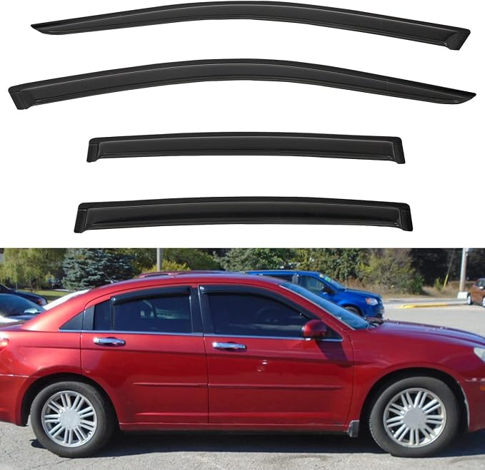 4pcs Front+Rear Smoke Tint Sun/Rain Guard Outside Mount Tape-On Vent Window by LQQDP