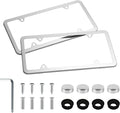 LivTee Chrome License Plate Frames, 4 Holes Stainless Steel License Plate Covers by LivTee