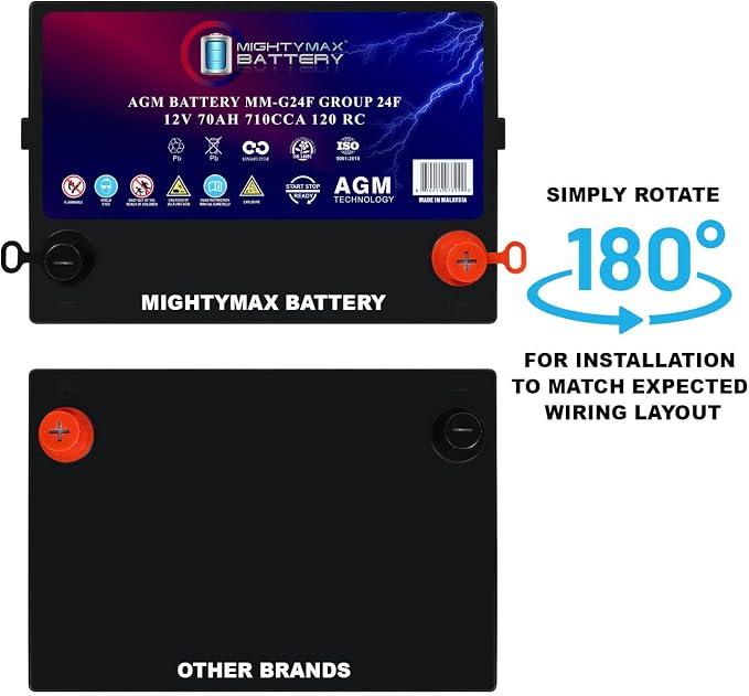 Mighty Max Battery MM-G24F Start and Stop Car BCI Group Size 24F 12V 70Ah - Image 7