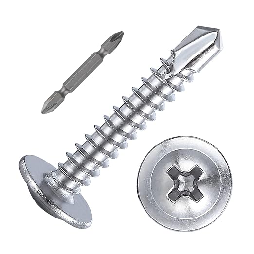 Wensilon（200pcs）#8×1”for Sheet Metal Self-Tapping Screws 410 Stainless Steel by Wensilon
