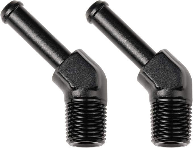 1/8 NPT Male to 1/4" Hose Barb Fitting Adapter 45 Degree Elbow Aluminum Black by Podavelle