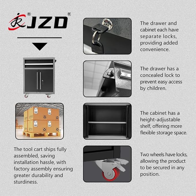 JZD Garage Storage Cabinet Set, Industrial Strength Tool Storage System - Image 6