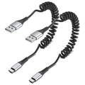 Coiled USB C Cable, 2 Pack USB Type C Coiled Cable by PEAKLIFT