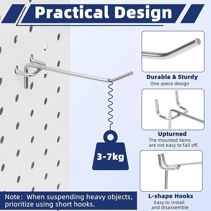 100 Pack Pegboard Hooks Heavy Duty 2 4 6 Inch Pegboard Hooks 1/8 Stainless - Image 3