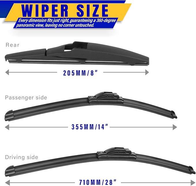 3 wipers Replacement for 2012-2019 Toyota Prius C, Windshield Wiper Blades - Image 2