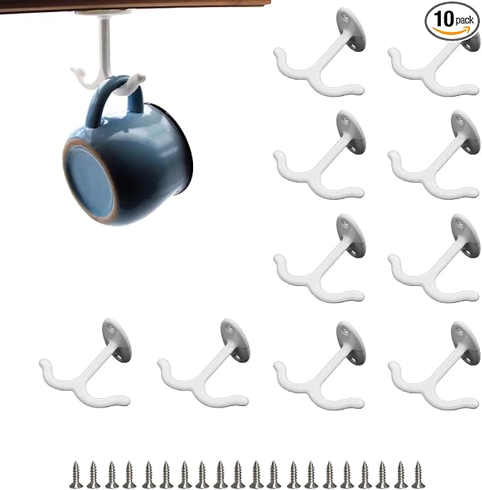 10 Pcs Zinc Alloy Ceiling Double Hook Cabinet Wardrobe Coat Towel Hat Hook by FanSiVoKe
