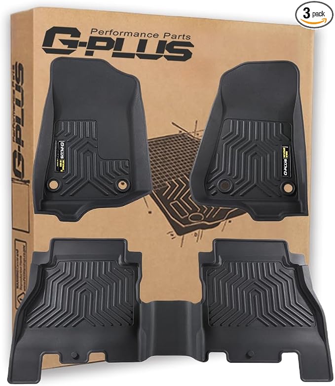 G-PLUS Floor Mats 3PCS Fit for Jeep Wrangler JL 2018-2025 Unlimited 4-Door Only by G-PLUS