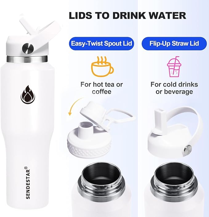 SENDESTAR 40oz Water Bottle Wide Mouth Stainless Steel Vacuum Insulated Double - Image 4