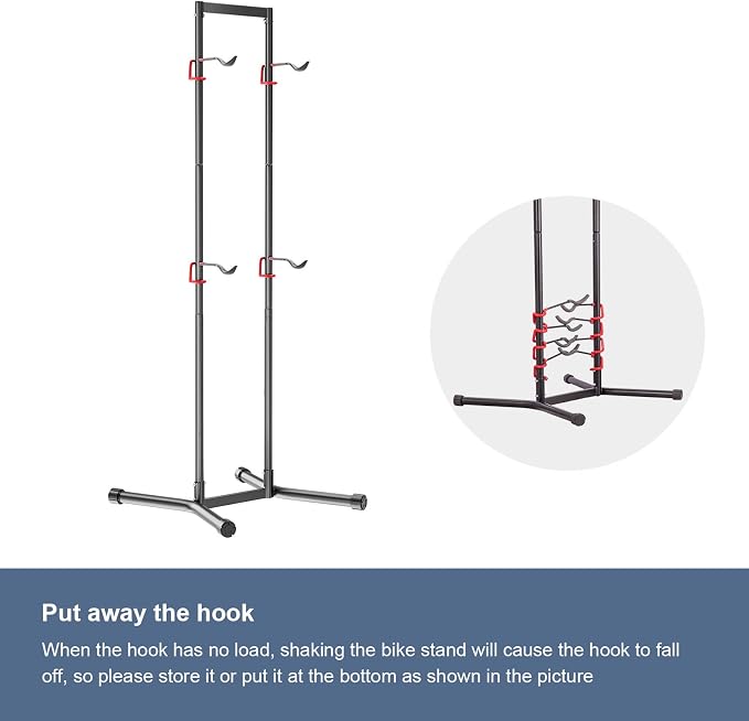 teraysun Indoor 4 Bike Storage Rack, Adjustable Arm Hook - Image 4