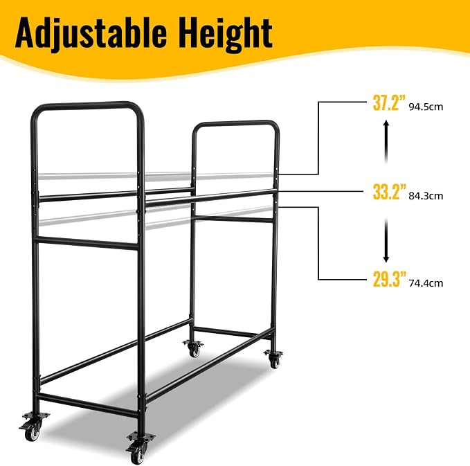 Tire Rack, Adjustable Height Metal Rolling Storage Rack 60" x 59" x 21" - Image 4