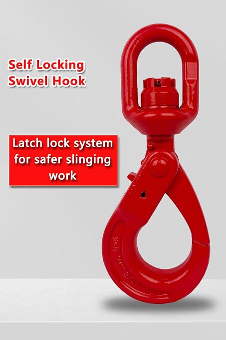 Swivel Self-Locking Hook 6944 lbs Grade 80 Swivel Self Locking Hook Heavy Duty - Image 2