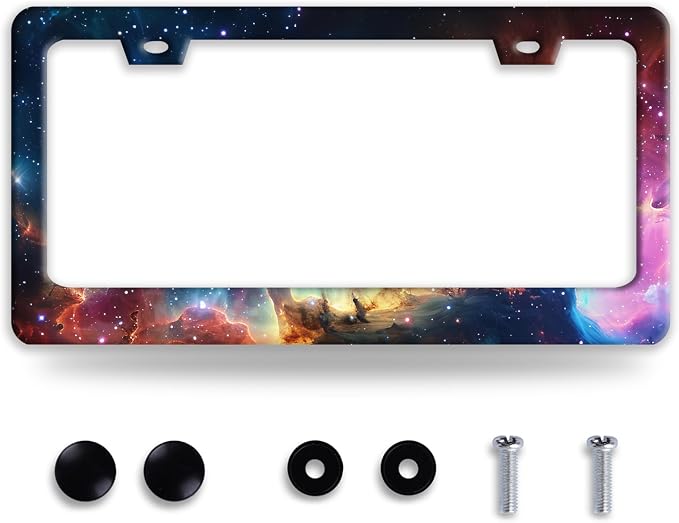 Beautiful Galaxy License Plate Frame Funny Universe License Plate Frames by BRAGHRTED