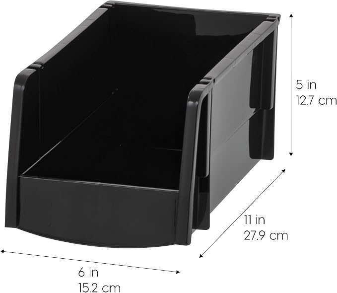 IRIS USA Stackable Bins, Plastic Hanging Open Front Shelf Bin Storage Organizer - Image 2