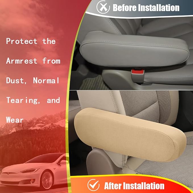 2PC Car Front Seat Armrest Covers, Universal Size Seat Arm Rest Cover, Flat - Image 4