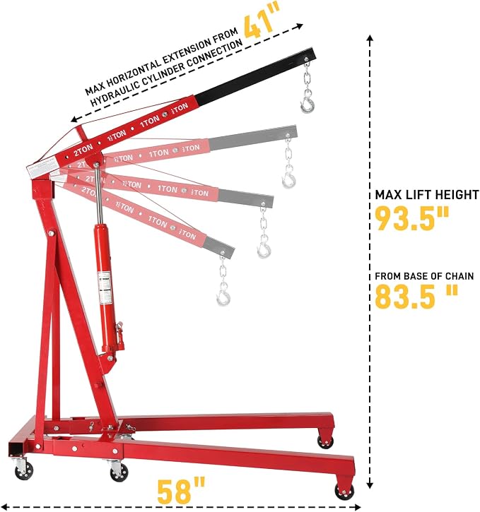 Engine Hoist 2 TON Folding Hydraulic Engine Motor Hoist Cherry Picker Shop - Image 4