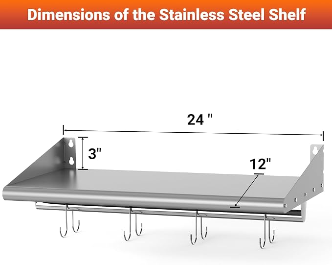 Skyflame 12" x 24" Stainless Steel Shelf - Image 3