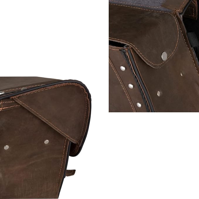 GARGOYLE BELLS Genuine Leather Motorcycle Saddle Bags Motorcycle Luggage Bag - Image 6