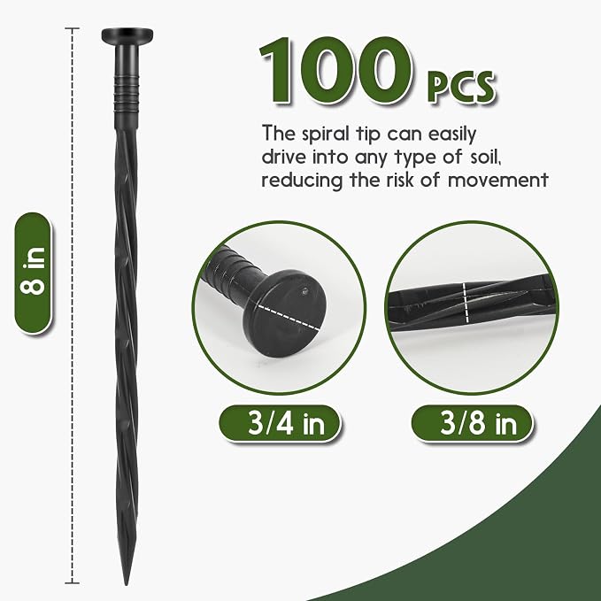 Landscape Edging Stakes, Spiral Nylon Anchoring Spikes - Image 5