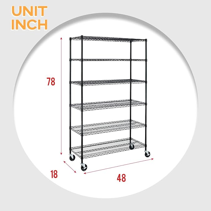 BestOffice NSF Wire Shelving Unit 6-Shelf Large Storage Shelves Heavy Duty - Image 3