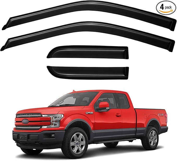 Window Visors Rain Guards for 2015-2024 Ford F150 SuperCab, Out-Channel Window by YQAUTEC