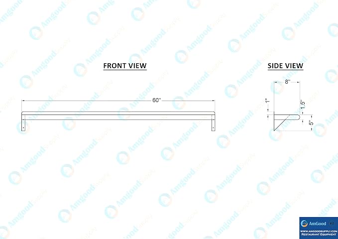AmGood 60" Long X 8" Deep Stainless Steel Wall Shelf | NSF Certified | - Image 5