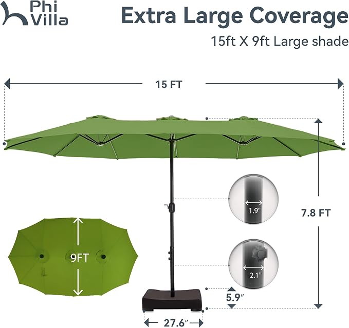 PHI VILLA 15ft Large Patio Umbrellas - Image 7