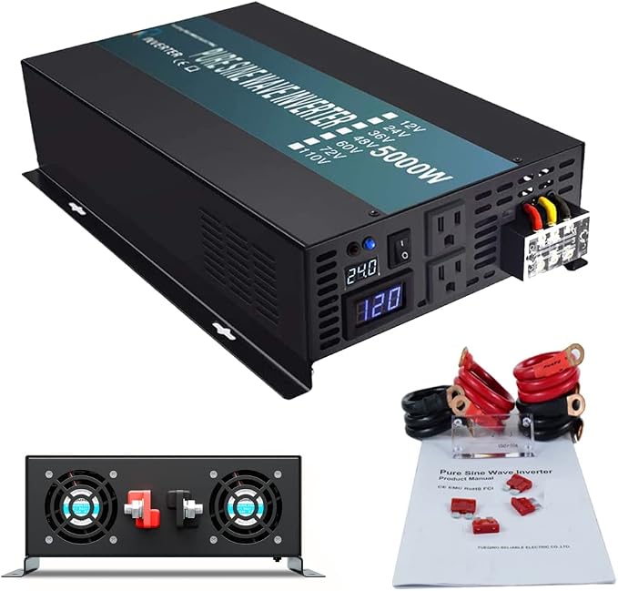WZRELB Pure Sine Wave 5000W 24V Power Inverter DC to AC Power by WZRELB