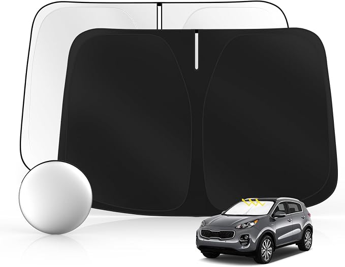 Windshield Sun Shade for Kia Sportage 2018-2022 Foldable Sunshade Custom Fit by SULAGIWINDSHIELDSUNSHADE