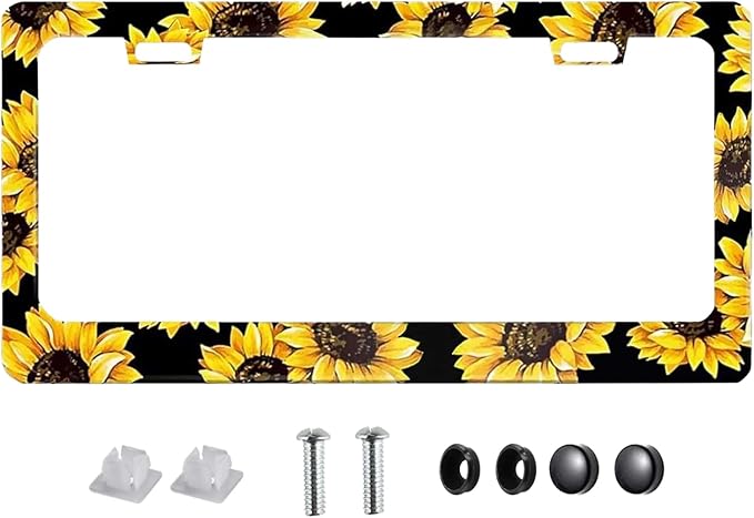 Sunflower License Plate Frame Nature Theme Sunflower License Plate Holder Auto - Image 2