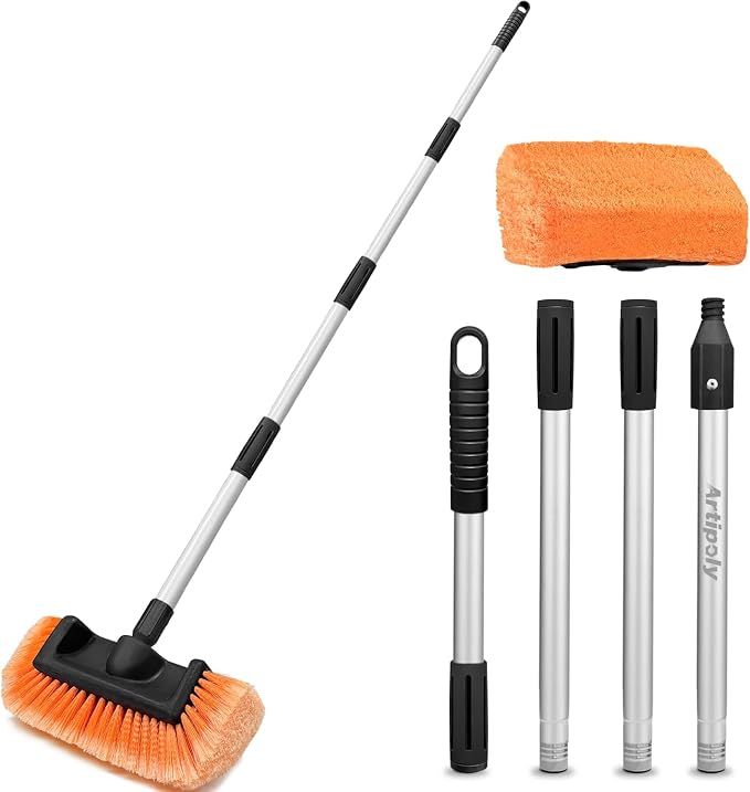 65" Car Wash Brush with Extension Pole, Car Wash 12" Dip Soft Five-Sided Brush by ARTIPOLY