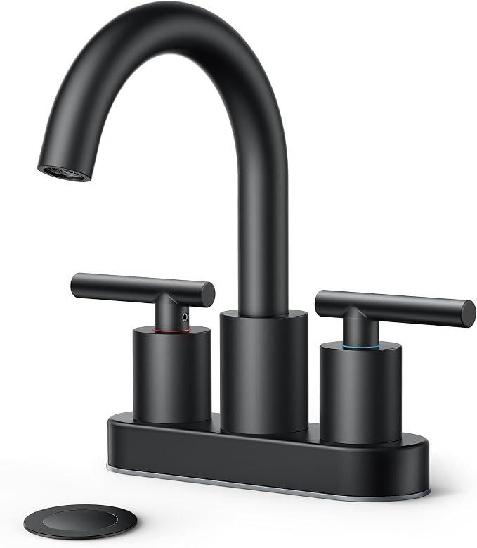 FORIOUS 4 Inch Centerset Bathroom Faucet Black 2 Hole, Two Handle Matte Black 4 by FORIOUS