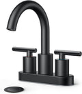 FORIOUS 4 Inch Centerset Bathroom Faucet Black 2 Hole, Two Handle Matte Black 4 by FORIOUS