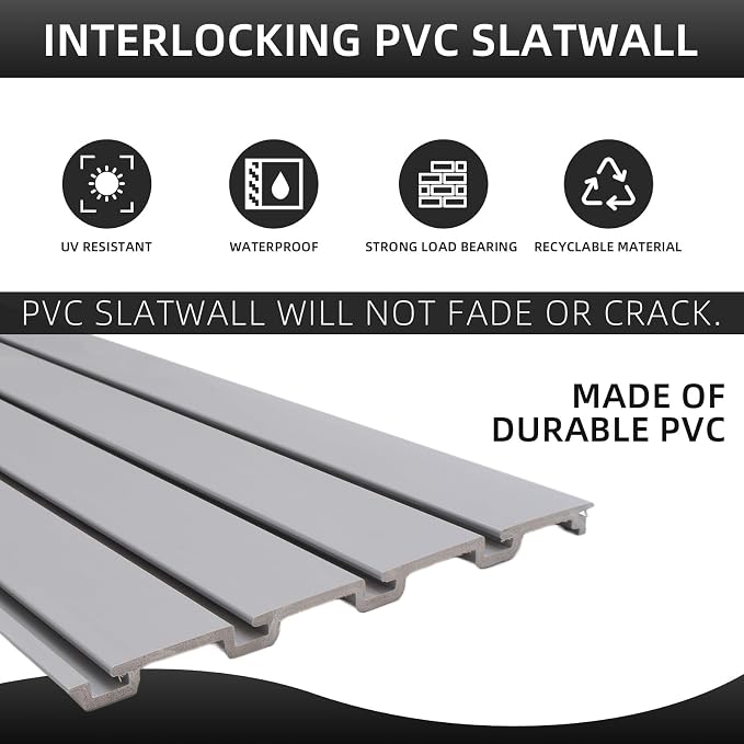 Slat Wall Paneling Garage Wall Organizer, PVC Gray Slatwall Panels 2 Pack 4'x8' - Image 3
