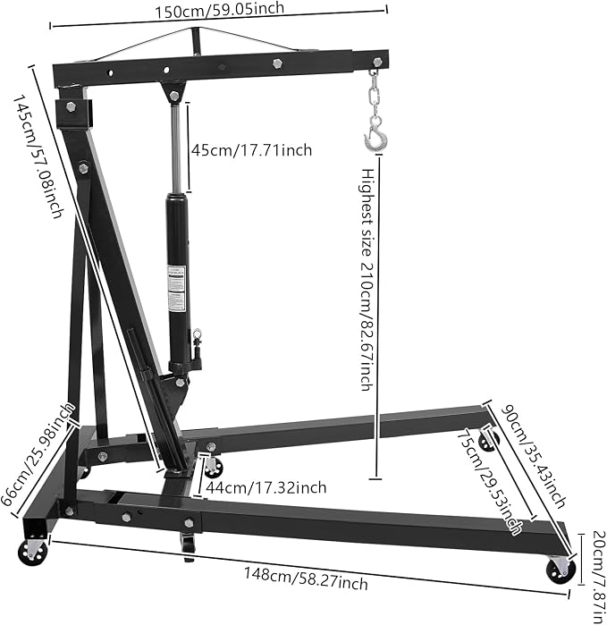 Folding Engine Crane 1 Ton Folding Engine Hoist 2200lbs Heavy Duty Hydraulic - Image 2