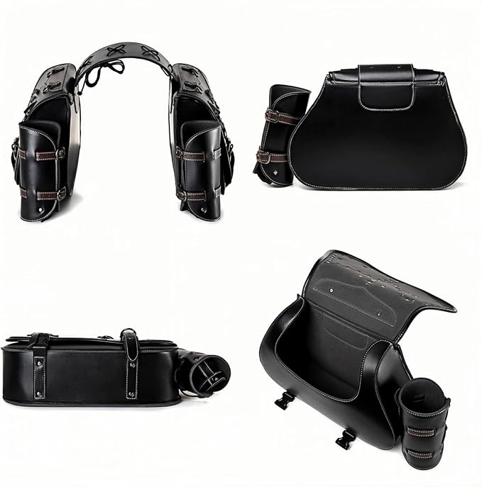 Motorcycle Saddlebags, 30L Leather Waterproof Side Saddle Bags - Image 5