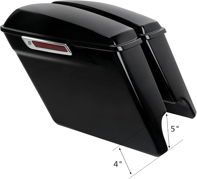 XFMT Motorcycle Vivid Black 5" Extended Stretched Hard Saddlebags Saddle Bags - Image 3