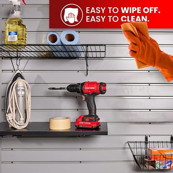 DLDIRECT Slatwall Panel Garage Wall Organizer: Heavy Duty Mounted PVC Rack - Image 8