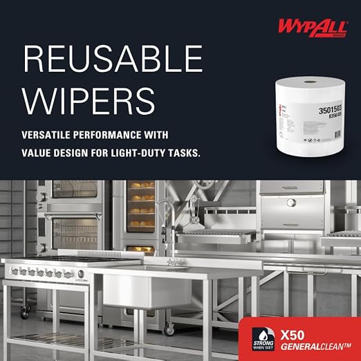 WypAll GeneralClean X50 Cloths Cleaning Wipes, Strong Towels - Image 7