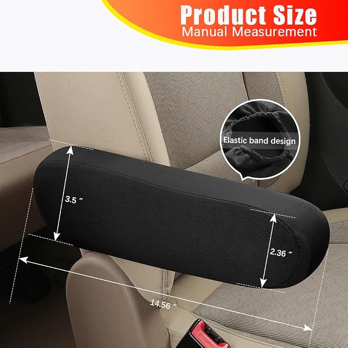 2PC Car Front Seat Armrest Covers, Universal Size Seat Arm Rest Cover, Flat - Image 2