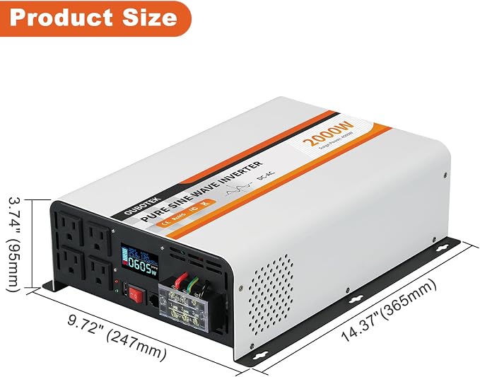 2000W Pure Sine Wave Inverter 24V DC to 120V AC Converter - Image 5