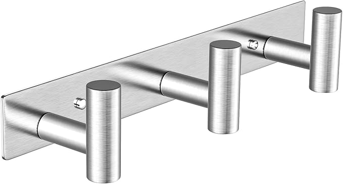 Wall Mounted Coat Rack-3 Hooks, Heavy Duty Stainless Steel Hook Rail by VINHOLD