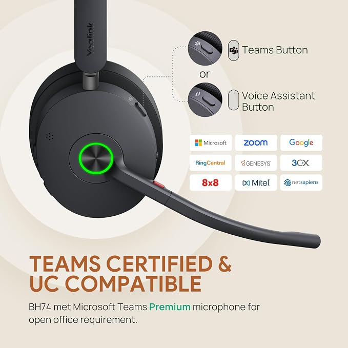 Yealink BH74 with Stand Active Noise Canceling Wireless Headset with Mic - Image 3