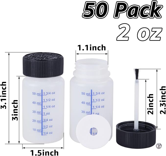 CYEAH 50 Pcs Touch Up Paint Container, 2 oz Paint Touch Up Bottles - Image 2