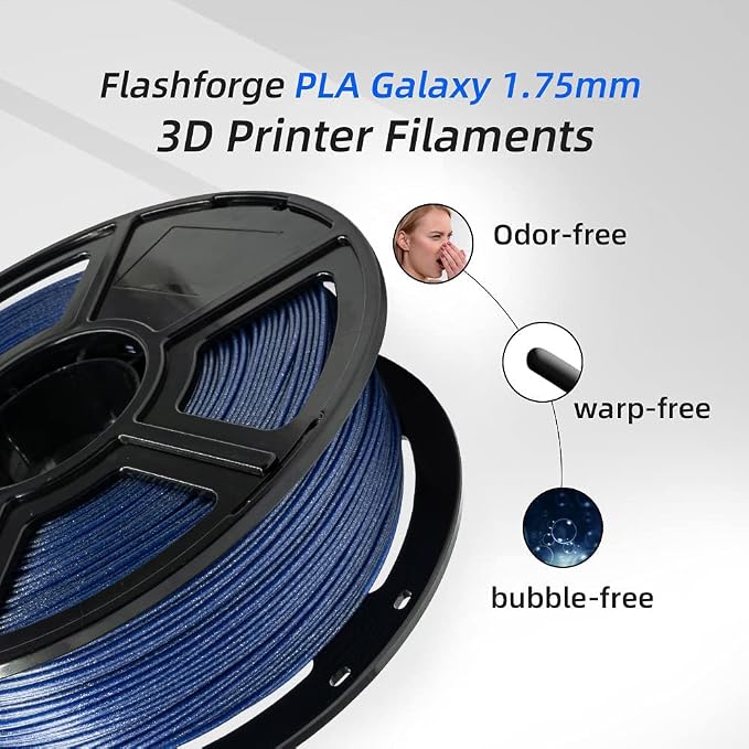 FLASHFORGE PLA Filament 1.75mm Galaxy Blue, 3D Printer Filament - Image 3