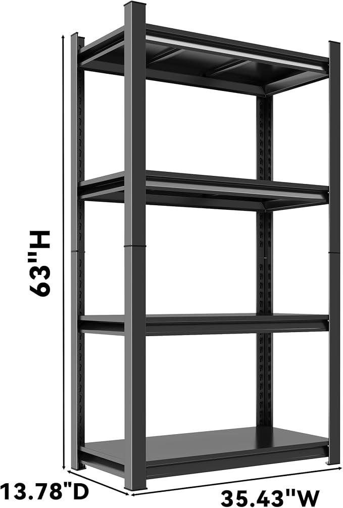 63"H Garage Shelving 2400LBS Capacity Heavy Duty Storage Shelves, Adjustable 4 - Image 2