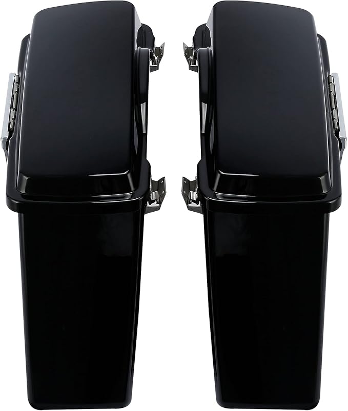 XFMT Vivid Black Hard Saddlebags Saddle Bags Trunk W/Chrome Conversion Brackets - Image 5