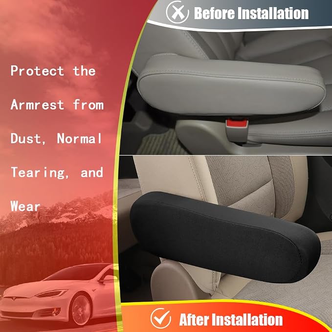 2PC Car Front Seat Armrest Covers, Universal Size Seat Arm Rest Cover, Flat - Image 4